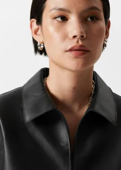 Fashion & Other Stories Zip-Detailed Leather Mini Dress Black