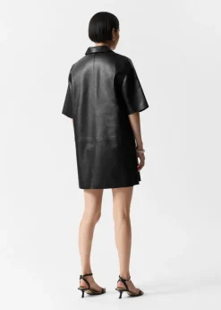 Fashion & Other Stories Zip-Detailed Leather Mini Dress Black